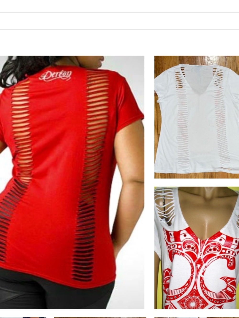 NEW White Dereon slashed  BACK OPEN SHIRT PLUS 1X